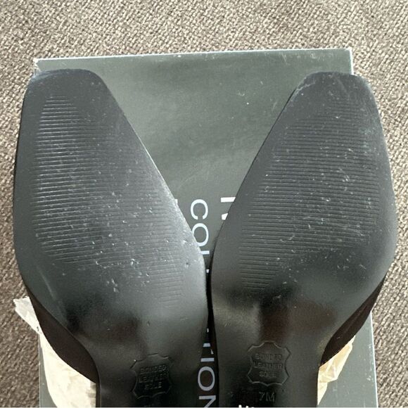 90s Black Satin Heels Slingback Rhinestone Formal Size 7 - Picture 8 of 10